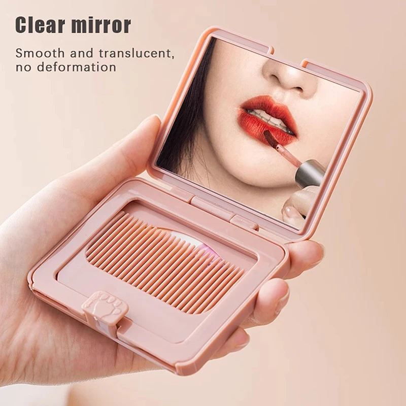 Specchio per il trucco pieghevole a vibrazione portatile con pettine estraibile per strumenti per il trucco del regalo della ragazza specchio quadrato ad alta definizione da viaggio