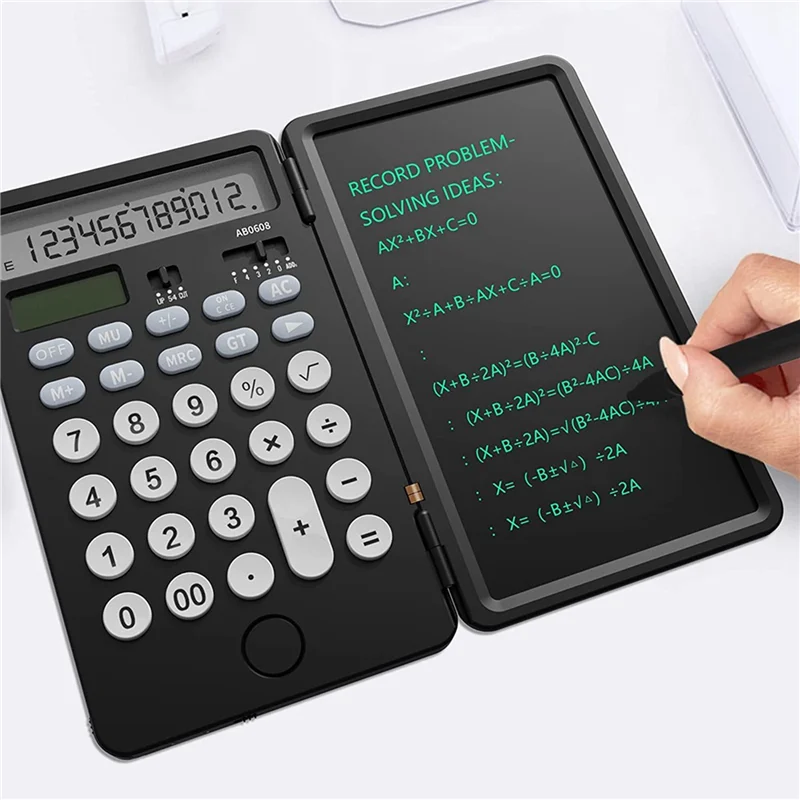 Calculadoras de mesa de escritório com display de 12 dígitos ABDE com mesa de escrita apagável, adequadas para uso em escritório, escola e negócios