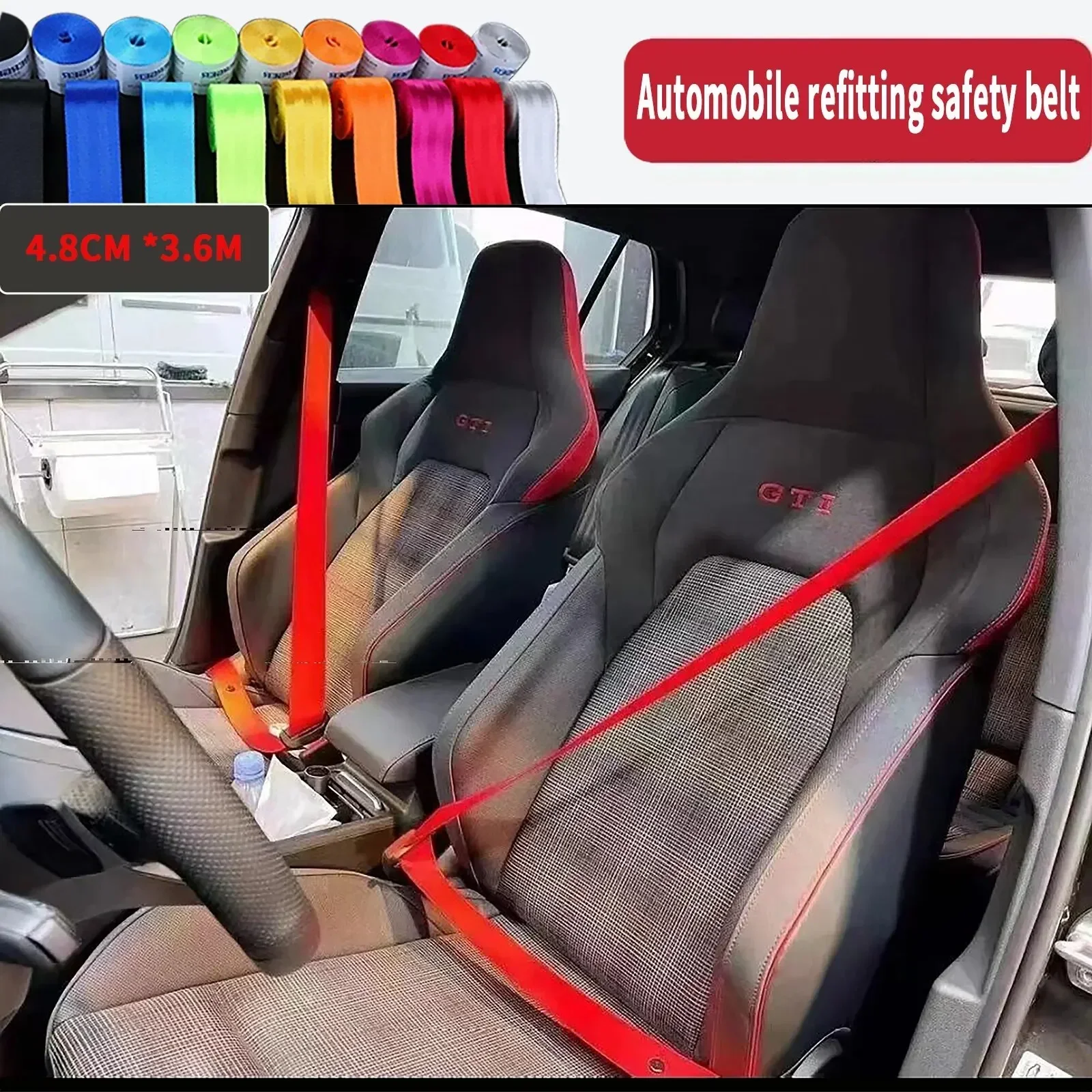 3.6M Car Seat Belt Webbing Lap High Quality Universal Seatbelts with Seatbelt Stopper Buckle Auto Interior Accessories