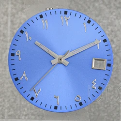 NH35 Dial Hands Datejust 28.5MM Arabic Numerals Watch Faces Green Luminous Pointers for NH36 Movement Mod Parts Replacements