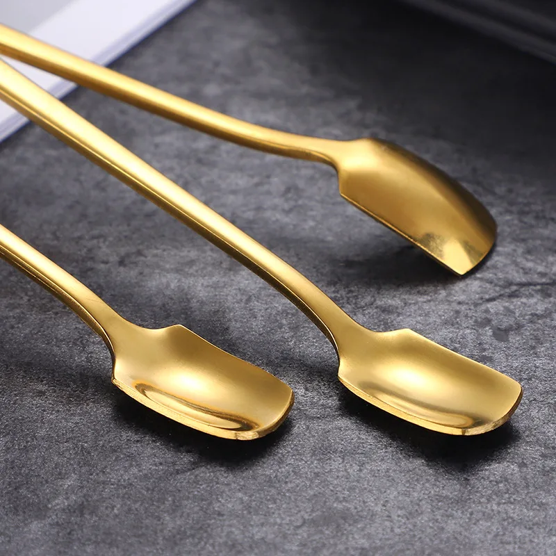 1 pz 304 set di stoviglie in acciaio inox cucchiaino da tè Dessert caffè gelato cucchiai accessori da cucina strumenti da Bar nuovo manico lungo