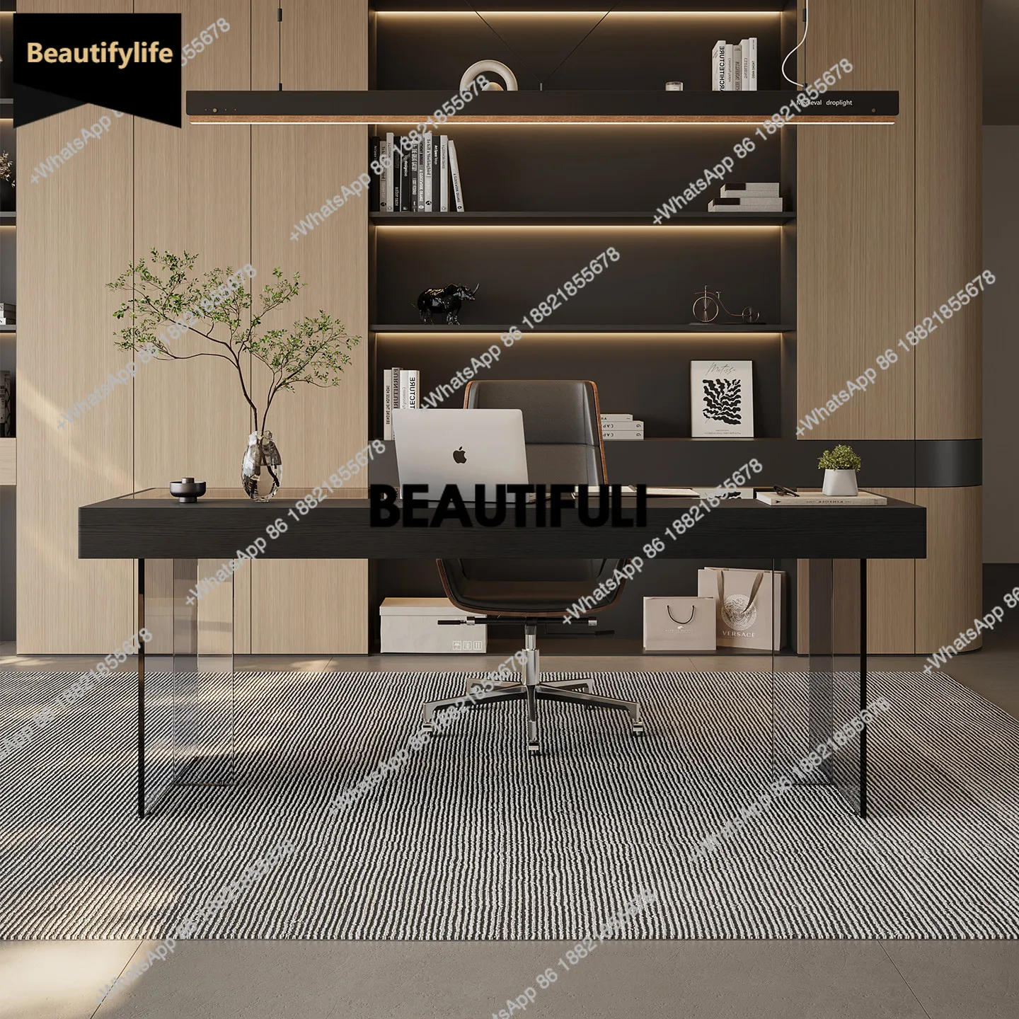 

D80 Рабочий стол из закаленного стекла, бытовой подвесной компьютерный стол, стол из цельного дерева для гостиной