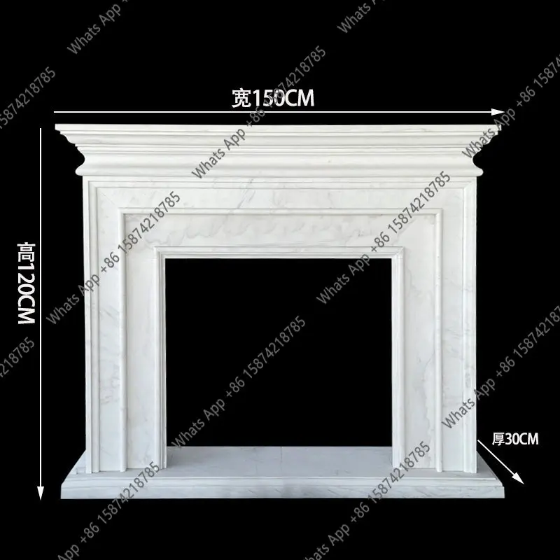 French marble mantel modern simple natural white jade stone decoration stone carving custom cabinet