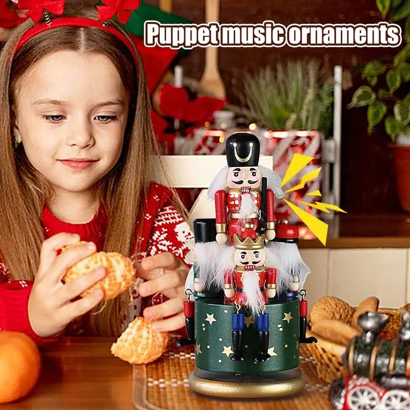

Рождественская музыкальная шкатулка, забавная музыкальная шкатулка «Щелкунчик», ручная роспись, фигурки Щелкунчика, украшение, красочное вращающееся Рождество ﻿