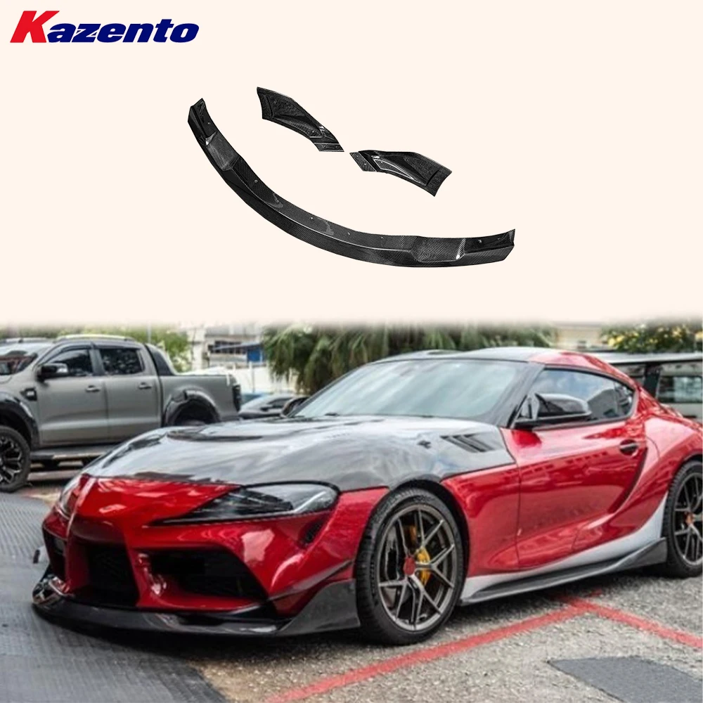 

For Toyota GR Supra MK5 A90 A91 2019-2024 Carbon P3 Style Front Bumper Lip 3pcs