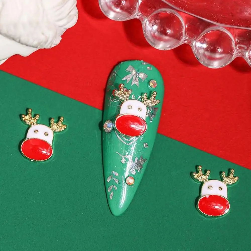 

10Pcs/set Cartoon Elk Christmas Nail Decorations Christmas Tree Candy Shaped Christmas Nail Rhinestones Xmas Nail Charms