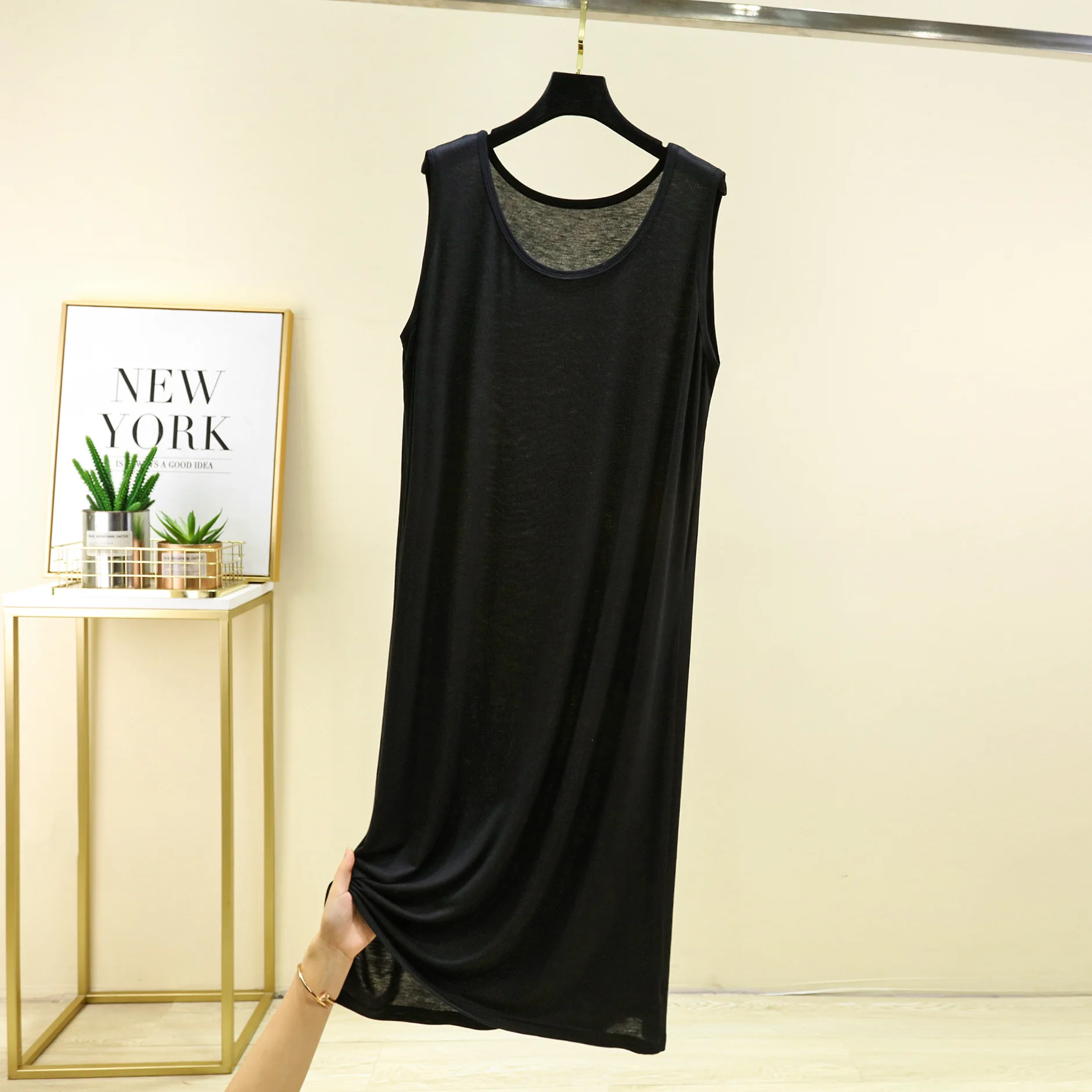 Modal Sleeveless Pajamas Vest Skirt Summer Night Dress Women Thin Loose Nightdress Home Dress Soft Solid Colour Nightgowns