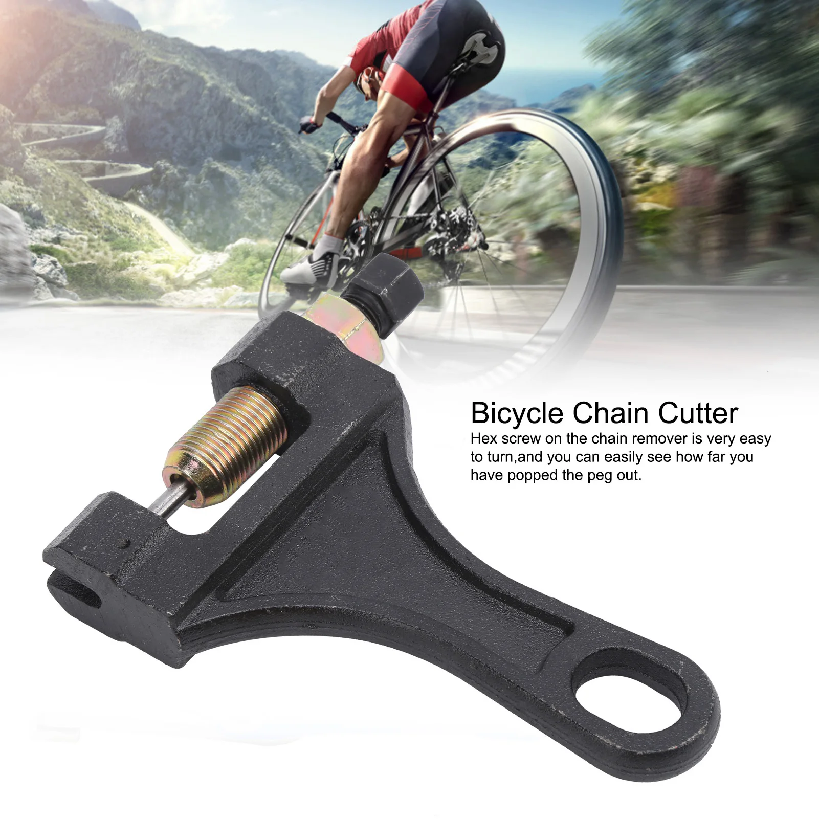 Universal Bicycle Chain Breaker Remover Metal Chain Cutter Repair Tool for Bike Motorcycle Tricycle Chain Maintenance Black