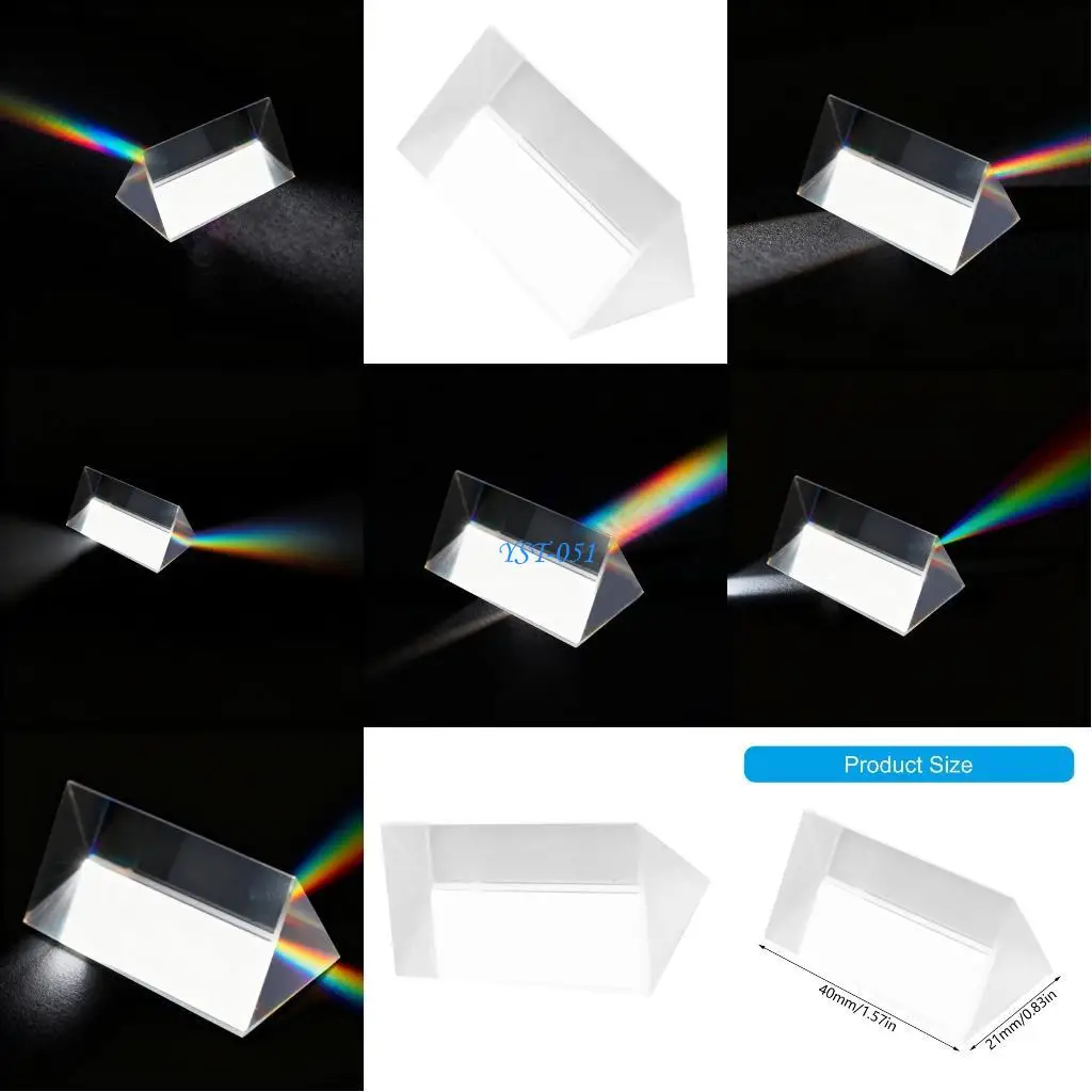 E15A Laboratory Glass Prism Light Refractions Demonstrator Science Study Essential