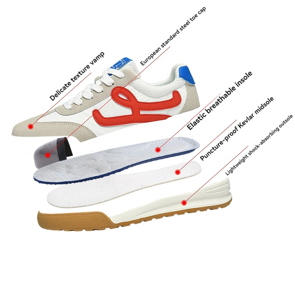Fashion luxury women Safety shoes  Steel Toe Work Shoes woman Boots Puncture-proof Non-Slip casual style Female Sneakers