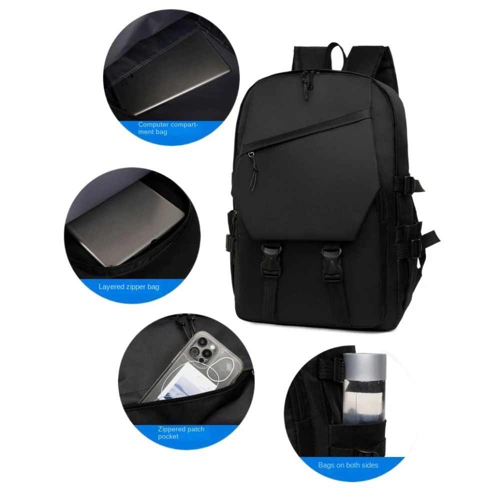 Large Capacity Men's Shoulder Bag Waterproof Zipper Students School Bag Multi Pocket Commute Bag Outdoor Storage Bag School