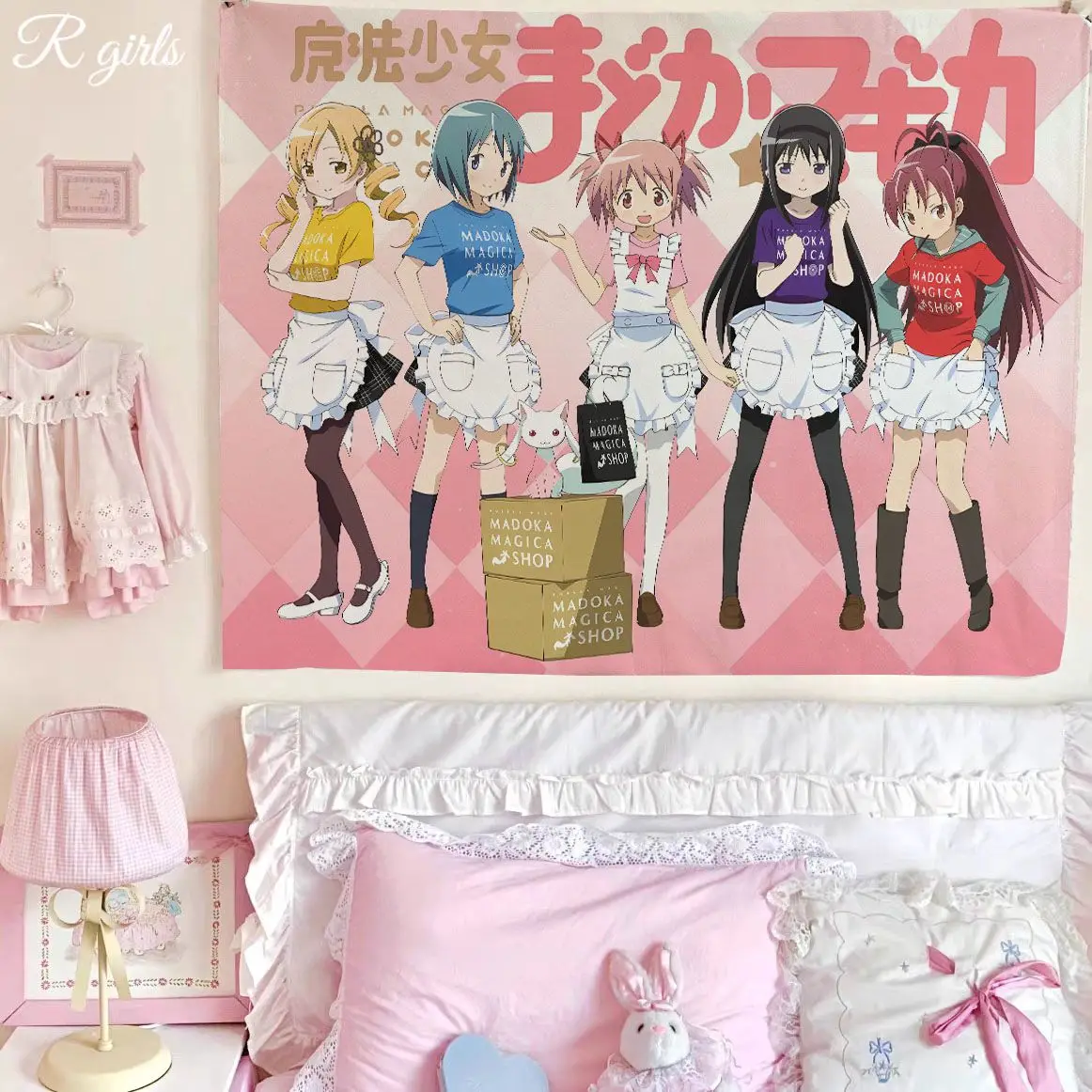 Anime Puella Magi Madoka Magica Kaname Madoka Cute Girl Style Tapestry, Wall Hanging Backdrop for Dormitory, Bedroom and Rental