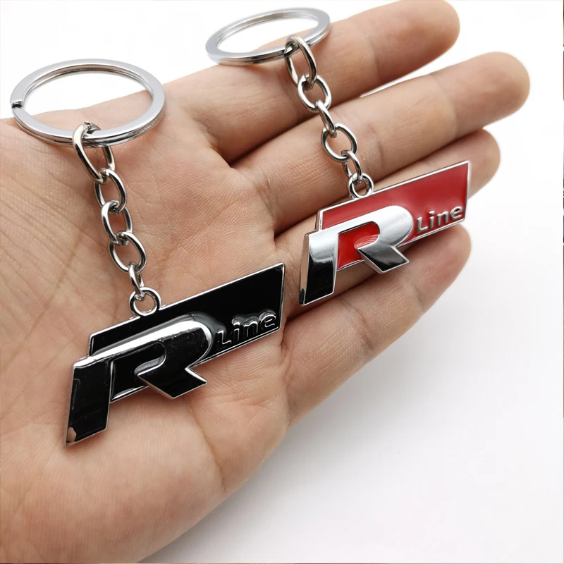 

1pc Zinc Alloy Car Key Ring Creative Pendant KeyChain For Volkswagen VW R-line GTI R Polo Golf Passat Magotan Tiguan Accessories