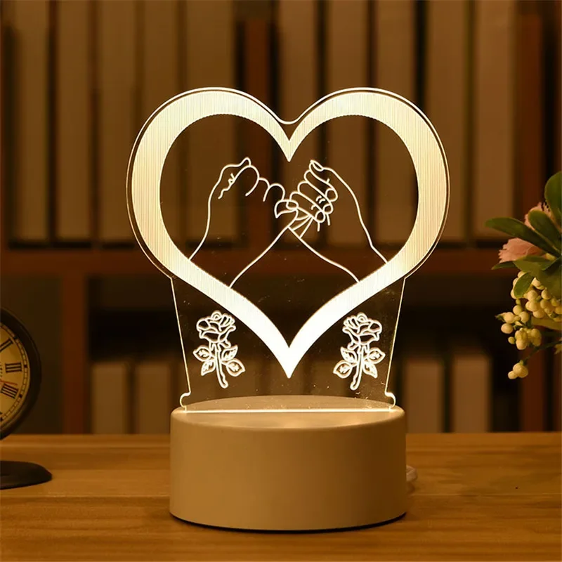 Kid\'s 3D LED Night Light Creative Table Bedside Lamp Romantic Heart Bear Light Child Gril Home Decoration Gift Box