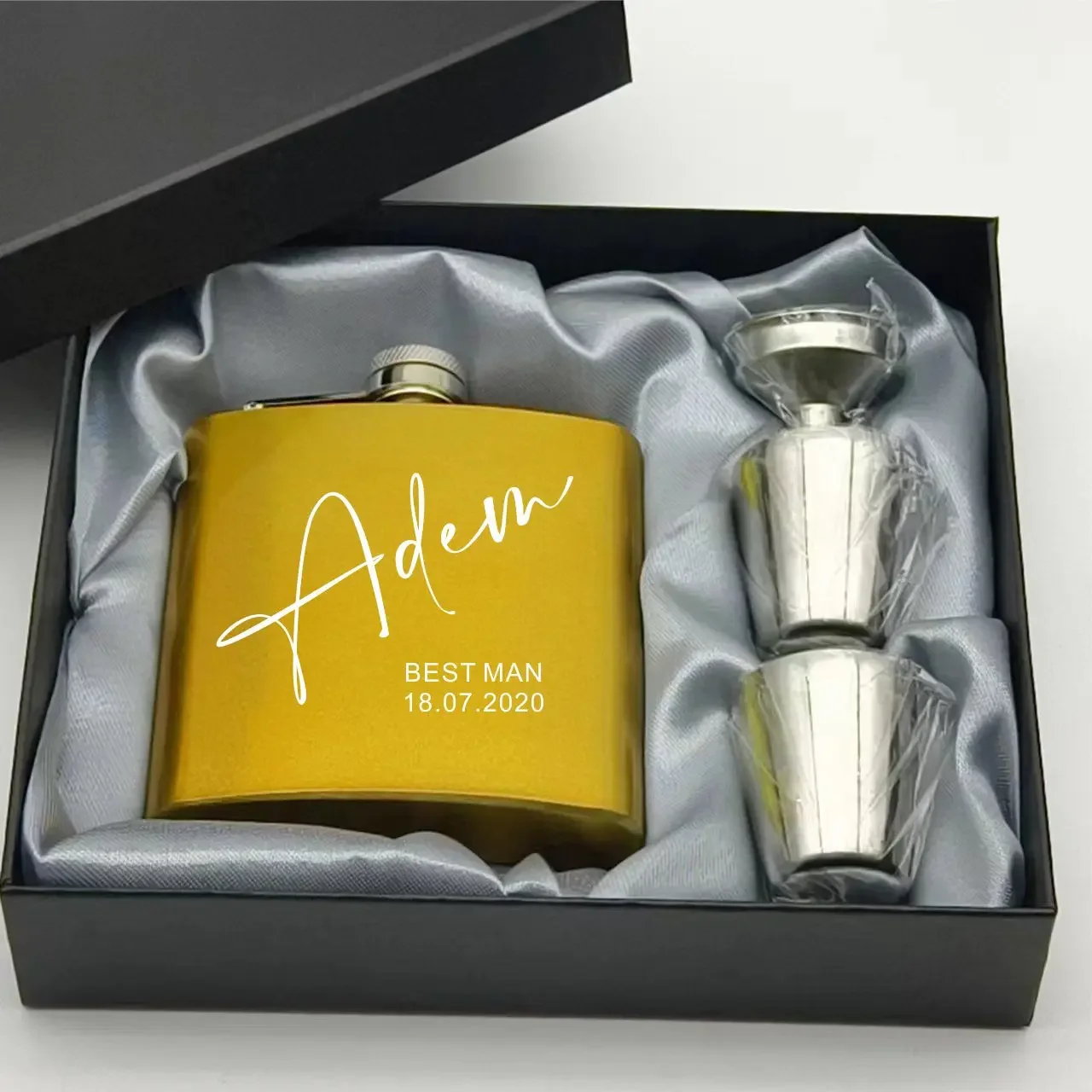 

Personalized 6oz Stainless Steel Hip Flask With Gift Box Custom Groomsmen Gift Best Man Groom Gift Wedding Favor Customized Logo