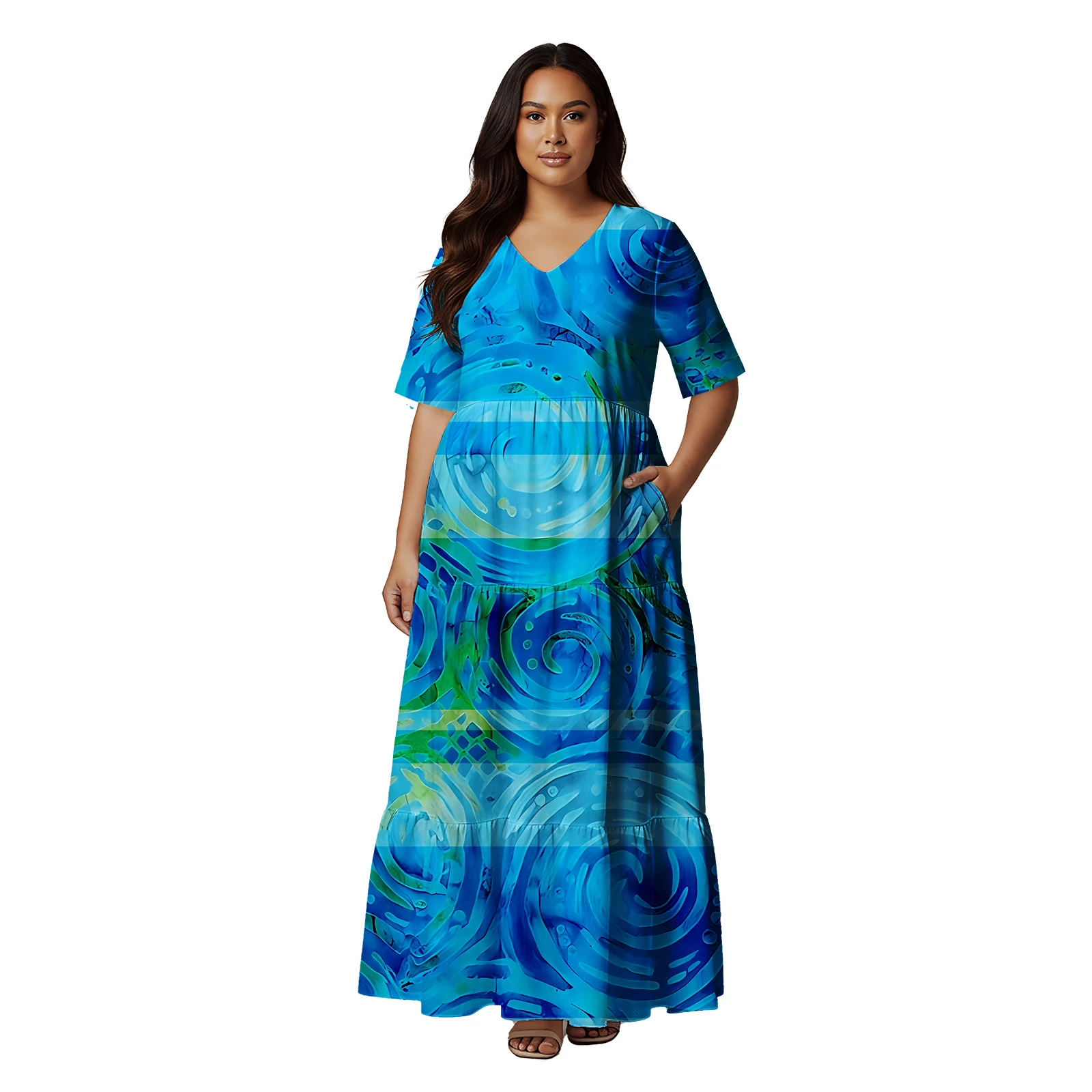 هاواي شعار مخصص التنانير الحياة عادية ساموا ميدي كم فستان بولينيزيا القبلية أكثر من حجم المرأة فستان تونغا فستان مطبوع عليه زهور