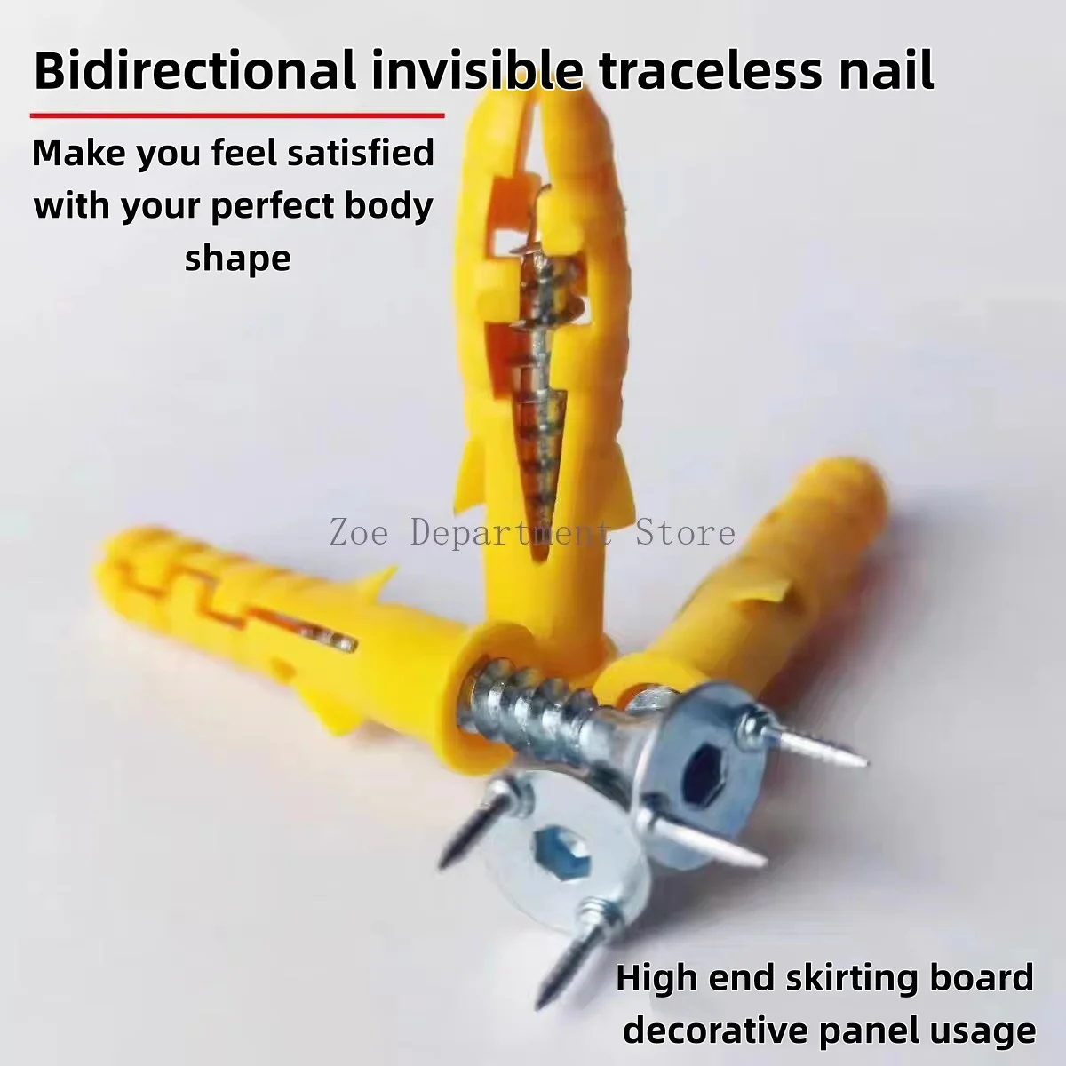 50pcs Solid Wood Baseboard Seamless Nails Double-headed Self-tapping Screws Foot Line Special Nails Invisible Security Screws