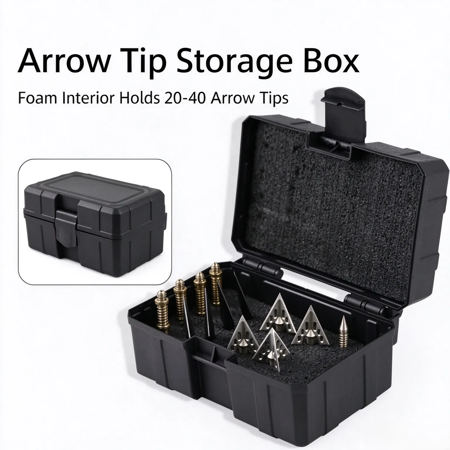 Arrow Tip Storage Box Foam Interior Arrowhead Case Large Capacity Hold 20-40 Arrow Tips Archery Hunting Shooting Accessories