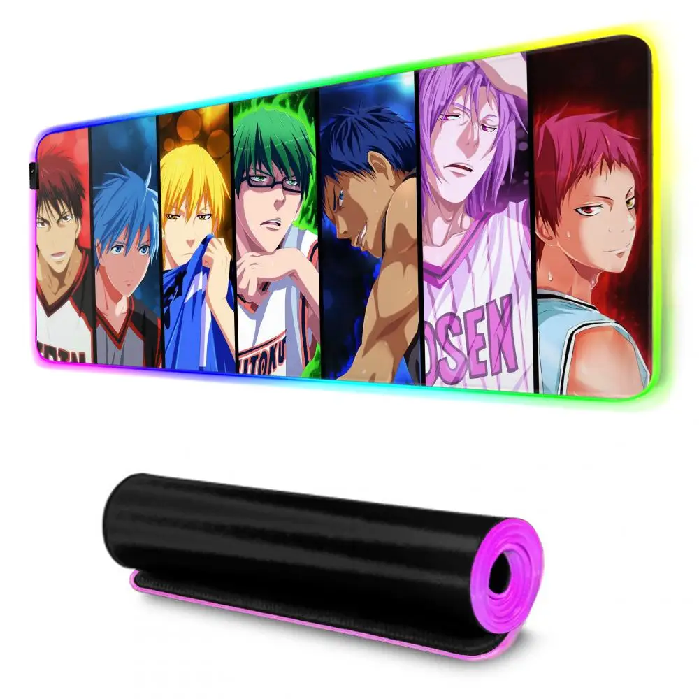 Kuroko's Basketball Mouse Pad RGB Gaming Mousepad Big LED Pad PC Desk Mat Luminous Mouse Pad Large Keyboard Mats Table Rug With