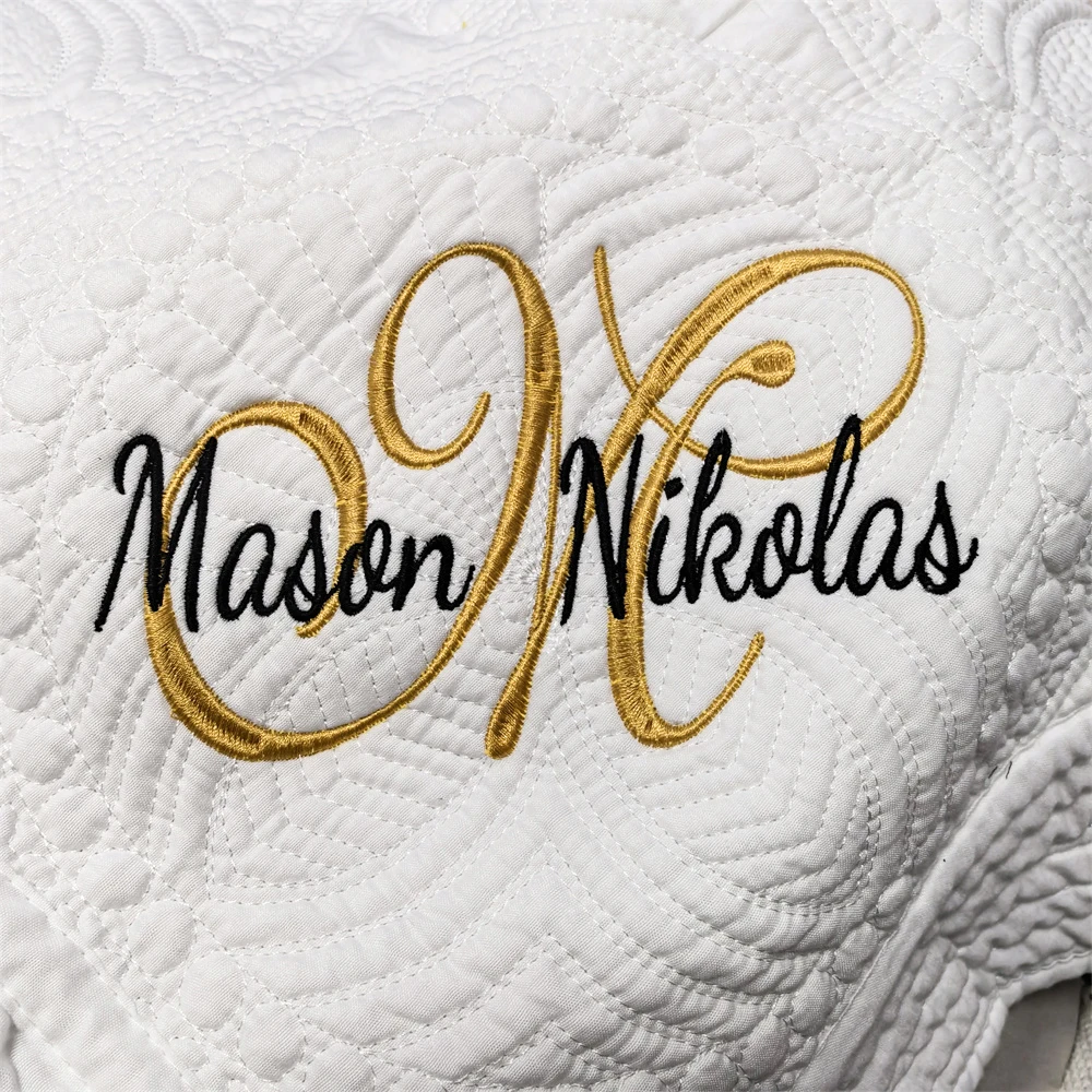 Custom Name or Initials Baby Blanket Personalized Embroidery Monogrammed Quilt for Newborn Infant Kid\'s First Birthday Gifts