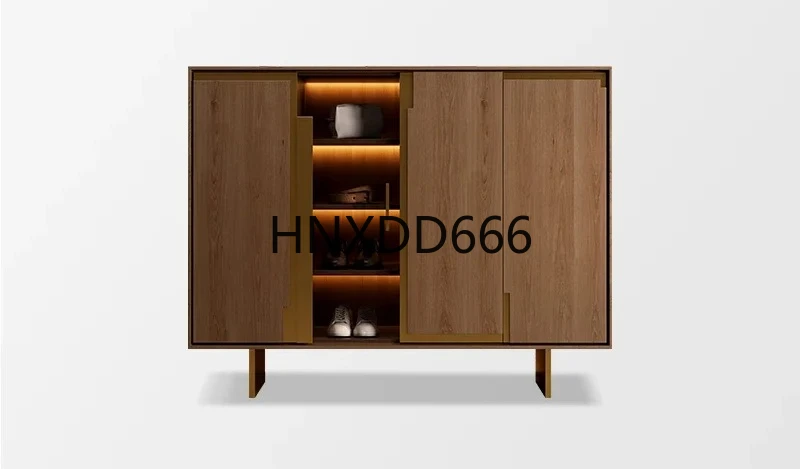 

Light luxury solid wood shoe cabinet, retro and simple entrance cabinet, luxury house living room and dining room locker