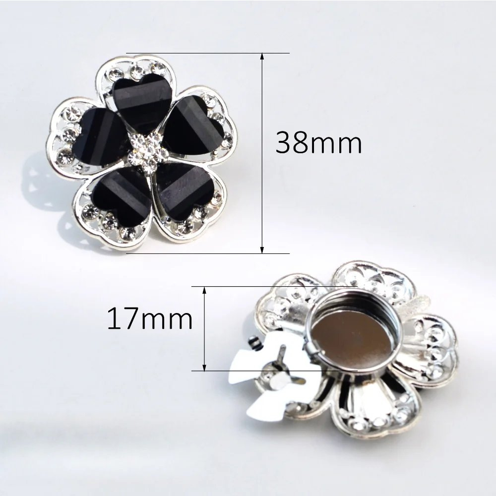 Black and White Two-color Rhinestone Button Cover Retro Elegant Style Cufflink Accessories Chest Flower with Design Sense