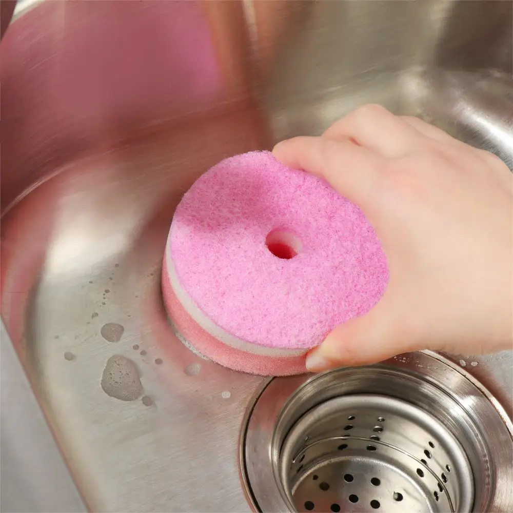 Dishwashing Sponge Scouring Pads Flower Round Shape Color Sponge Brush Tableware Wash Dishes Sponge Kitchen Home Cleaning Tool