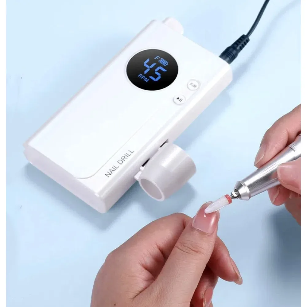 Elektryczna, przenośna frezarka do paznokci 45000 obr./min, akumulatorowa, do paznokci żelowych, przenośna pilnica do paznokci, narzędzia do manicure do użytku domowego i salonowego.