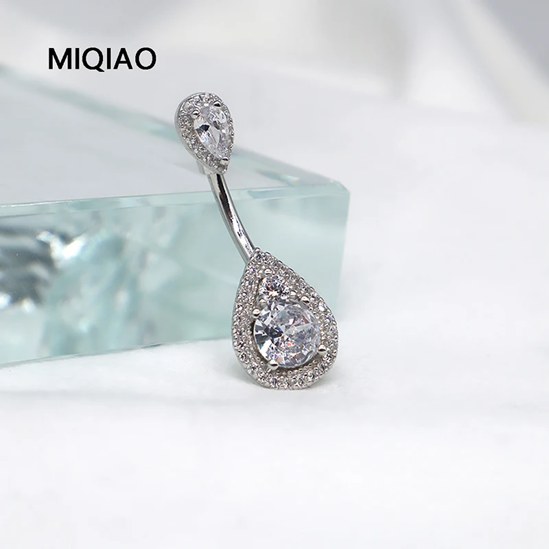 

MIQIAO Water Droplet Belly Button Piercing Jewelry Silver 925 Real Piercing Wholesale To Resell Belly Ring Silver Body Woman