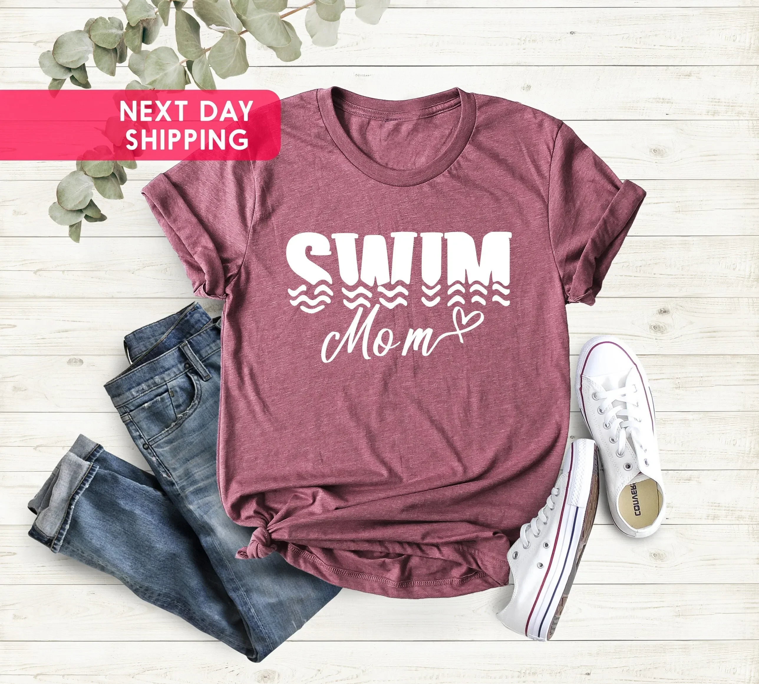 Swim Mom T Shirt Funny Family Life Mama Swimmer Sports for Women