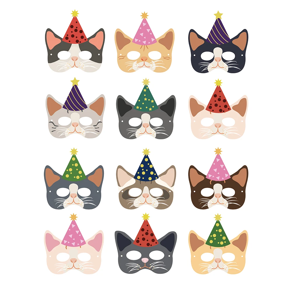 Kids Birthday Party Cartoon Cat Masks Mask Cute Pet Cats Party Decorations Baby Shower Party Facial Decoration Supplies