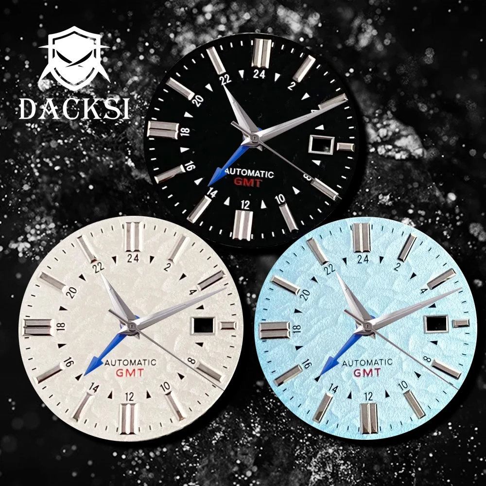 DACKSI Fit for NH35 Movement Luminous 33.5mm Sterile Automatic Watch Dial Face Hands Set Date Window Wristwatch Parts Accessorie