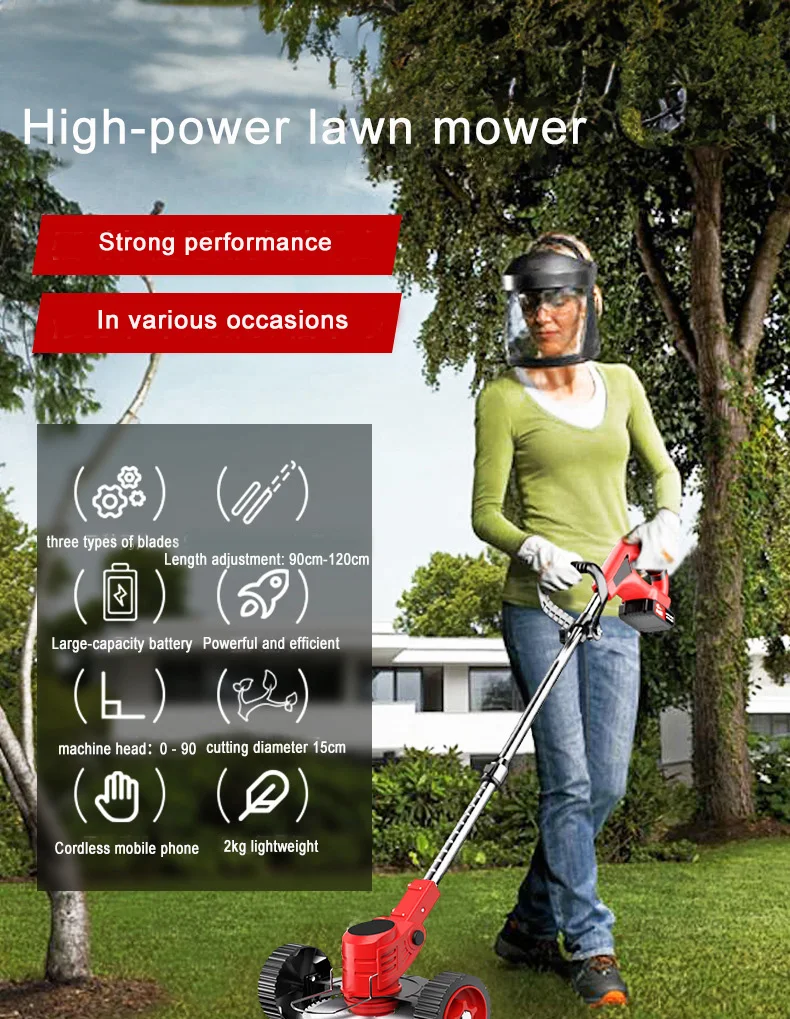 Lawn Mowers 21V High-Power Three Blades Lithium Battery Multiple Scenarios Electric Lawn Mowers