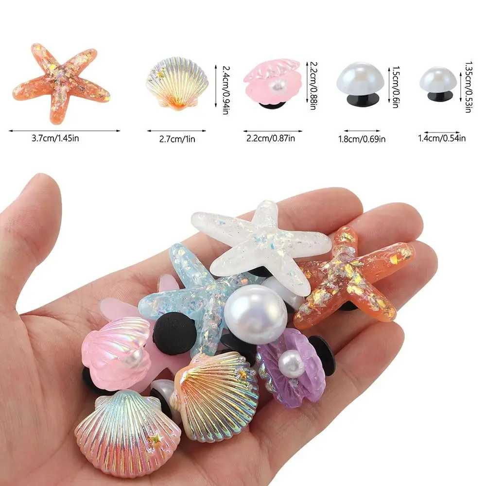 Charms for Bogg Bag Accessories Starfish Shell Flowers Shape Beach Totes Bags Decoration for Rubber Beach Bag with Holes