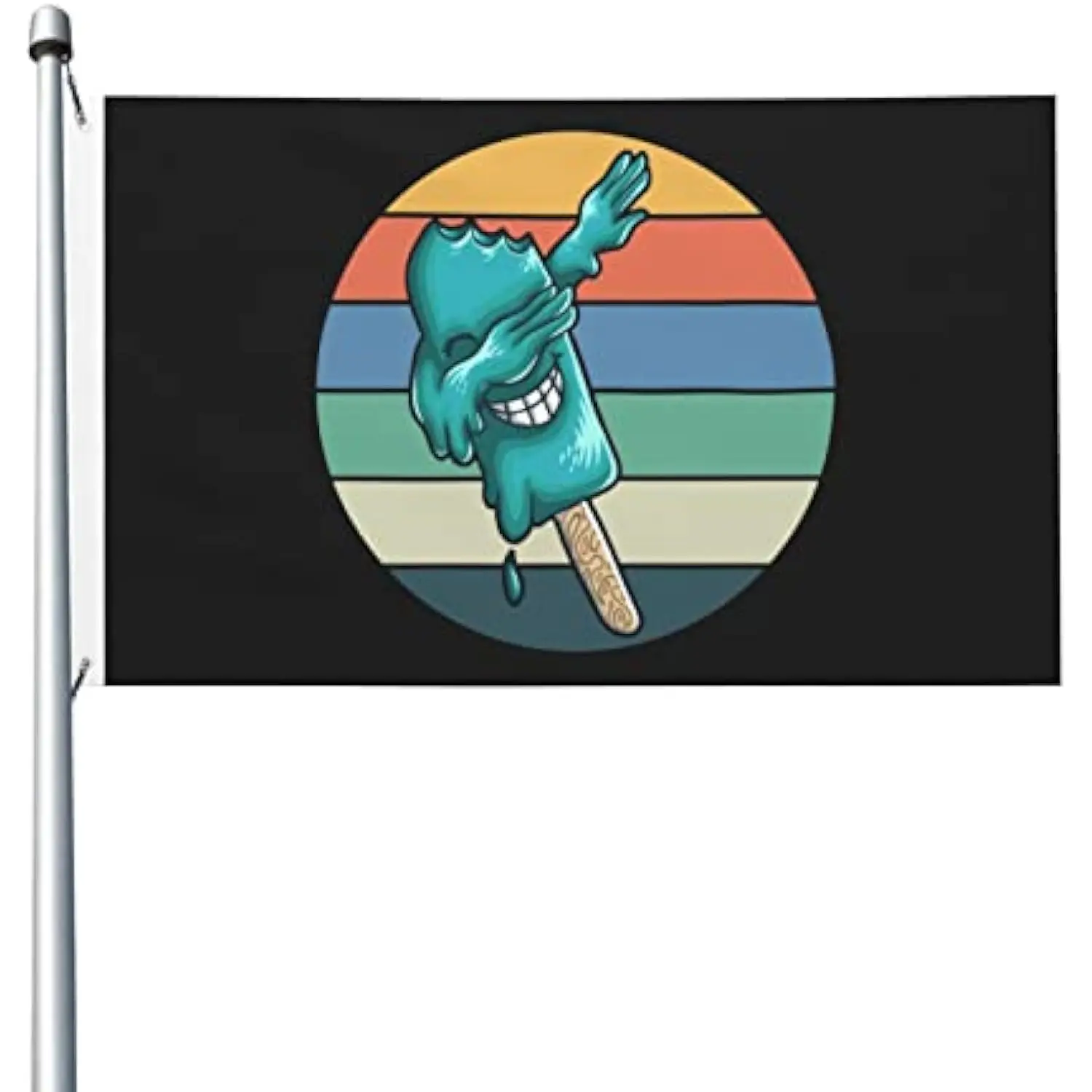 Dabbing Melting Popsicle Retro Sunset Flag Durable Polyester Outdoor Patio Decor Banner