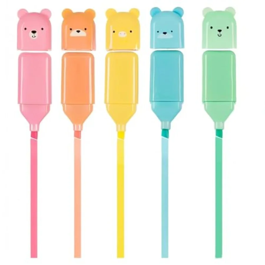 

Mini Highlighter Pens, Bear Highlighters Assorted Macaron Colors, Chisel Tip Highlighter Marker Pens for Writing, Drawing, Offi