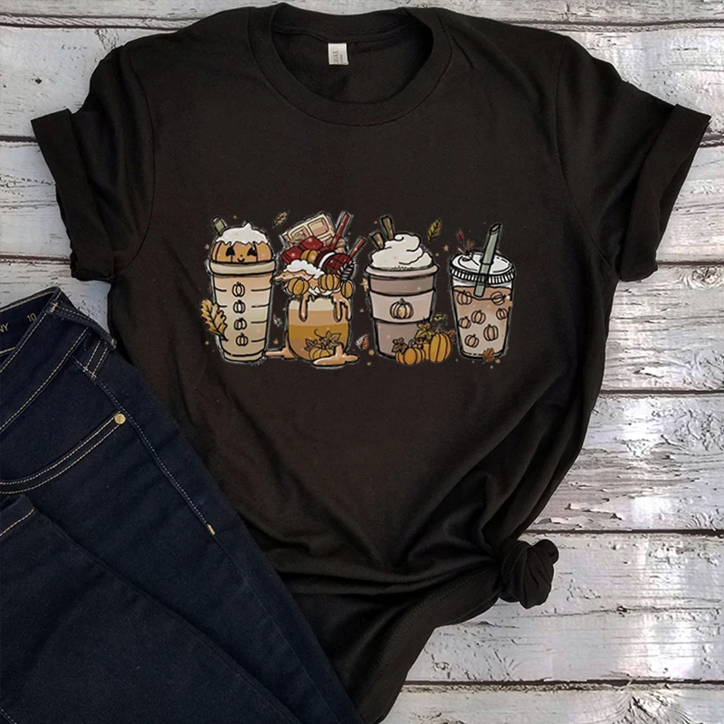 

Fall Coffee Shirt Pumpkin Latte Tshirt Coffee Lover Tee Halloween Pumpkin Spice Vintage Clothes Cute Thanksgiving Shirts