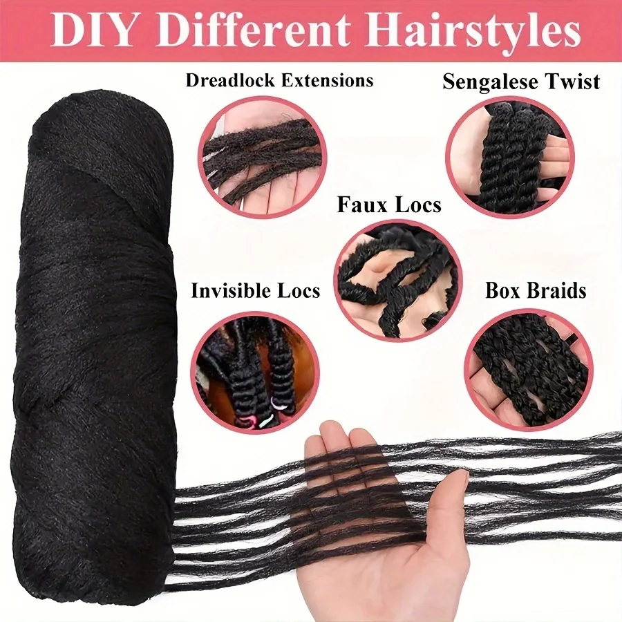 1-6Rolls Black Brazilian Wool Hair Acrylic Yarn For African Synthetic Crochet Hair Jumbo Braids Braids Twist Wraps70G/Roll