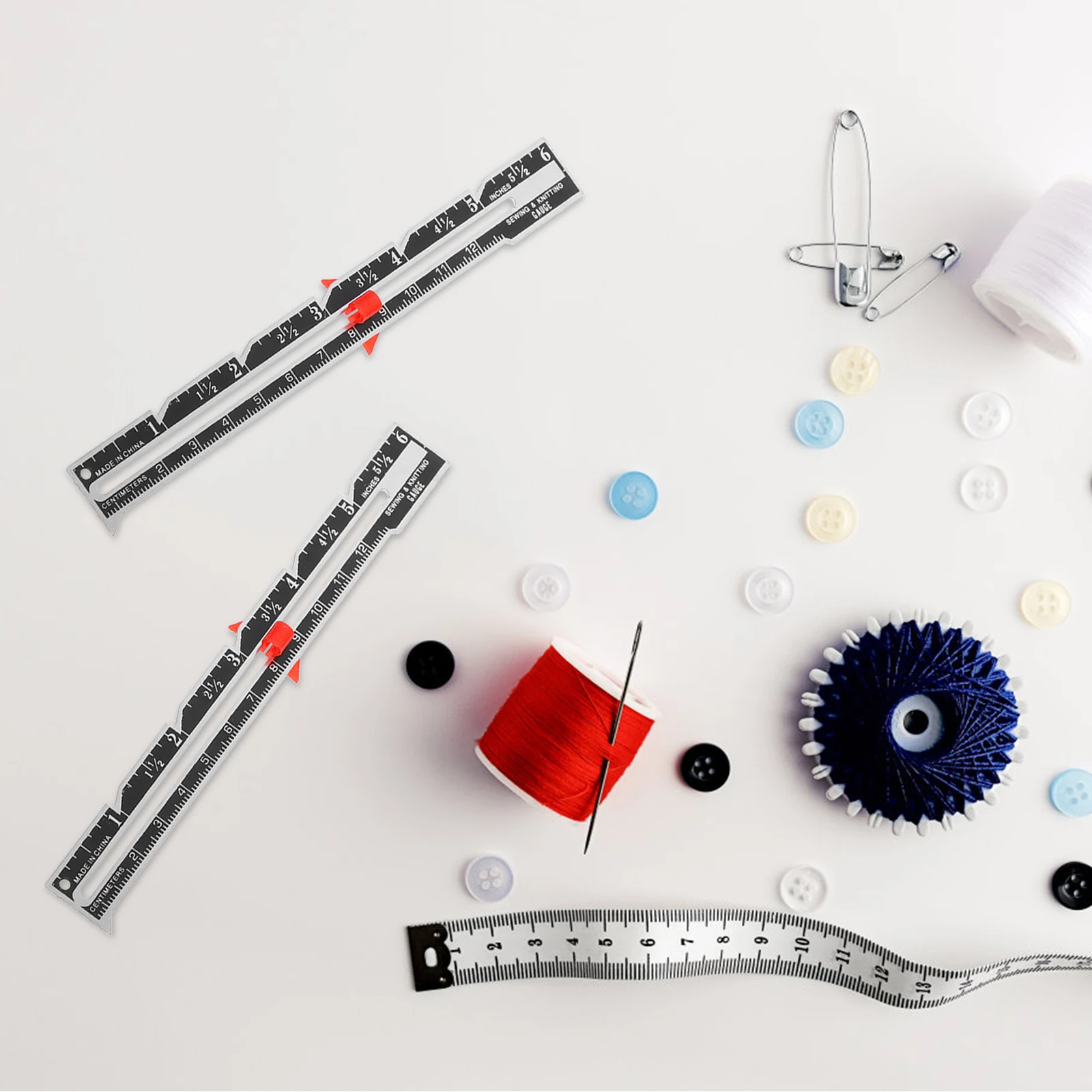 12 Pcs Seam Allowance Ruler Measure Guage for Sewing Knitting Stitch Gauge Measuring Tool Needle Hemming Abs Garment