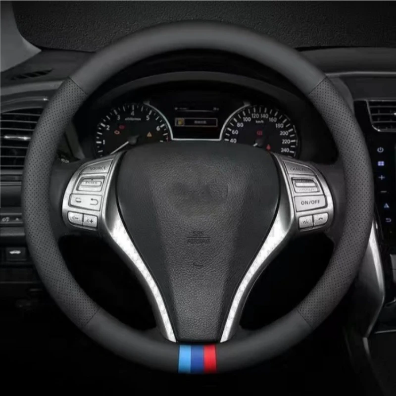 

Спортивный трехцветный логотип 38 см, подходит для BMW, чехол на руль автомобиля D-типа, универсальный противоскользящий пот, летний всесезонный