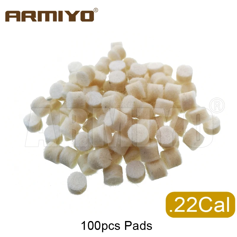 Armiyo .17Cal 5.56mm ~ 9mm .45Cal 100Pcs Wool Felt Polishing Pad Without Hole Bore Mop Brush Gun Barrel Cleaning Tool Hunting