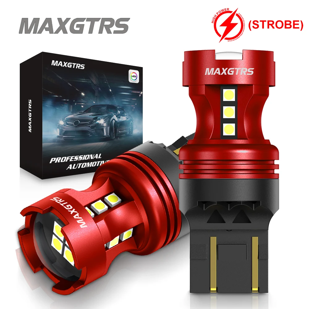 2x Strobe Flash P21W S25 1156 Ba15S 3030 LED Chip Bulb Blink 7443 7440 1157 Car Stop Backup Parking Tail Light White Red