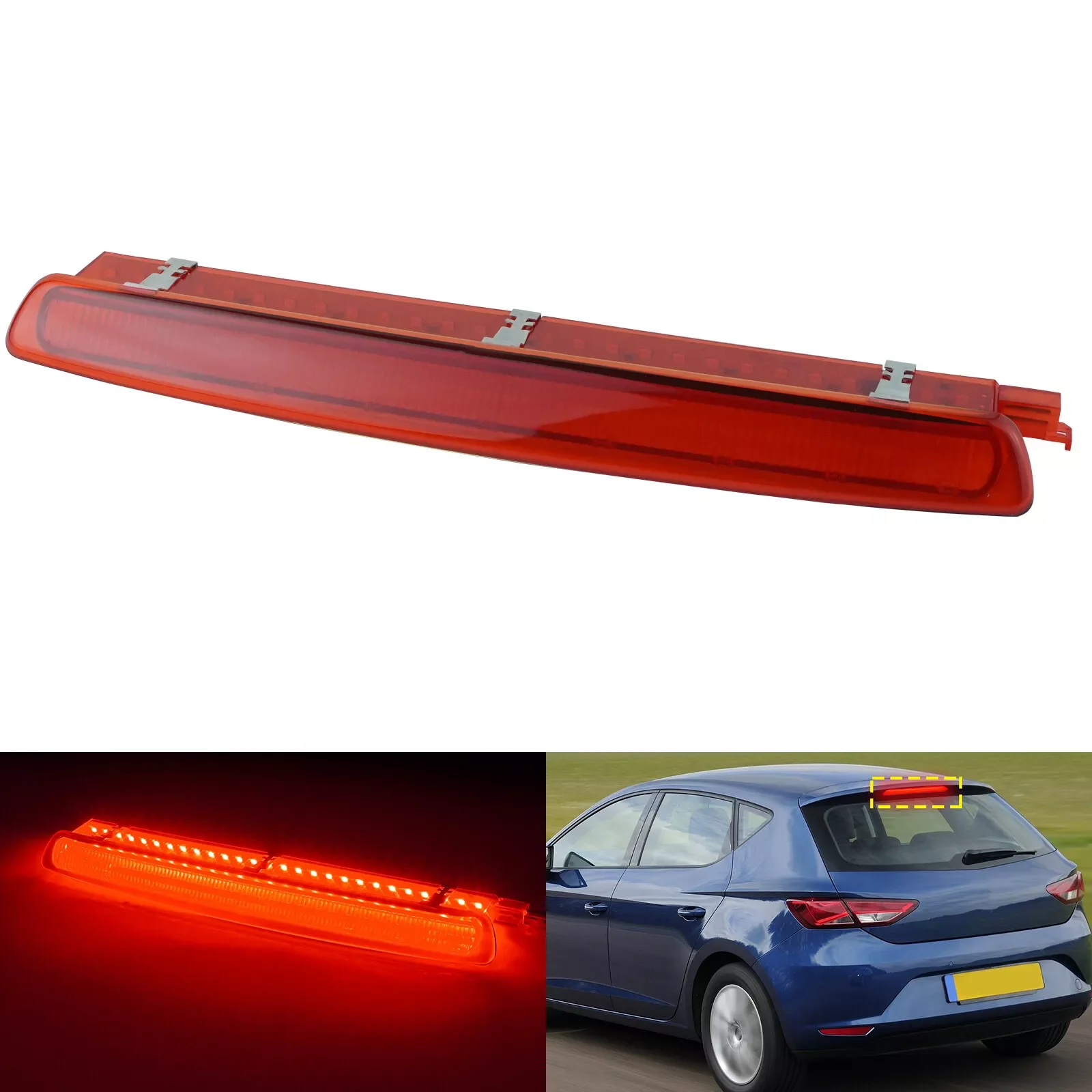 Fits For Seat Ibiza 2008-2017 Red Rear High Level Third Brake Stop LED Light Lamp 6J0945097B Car Lights Accessories