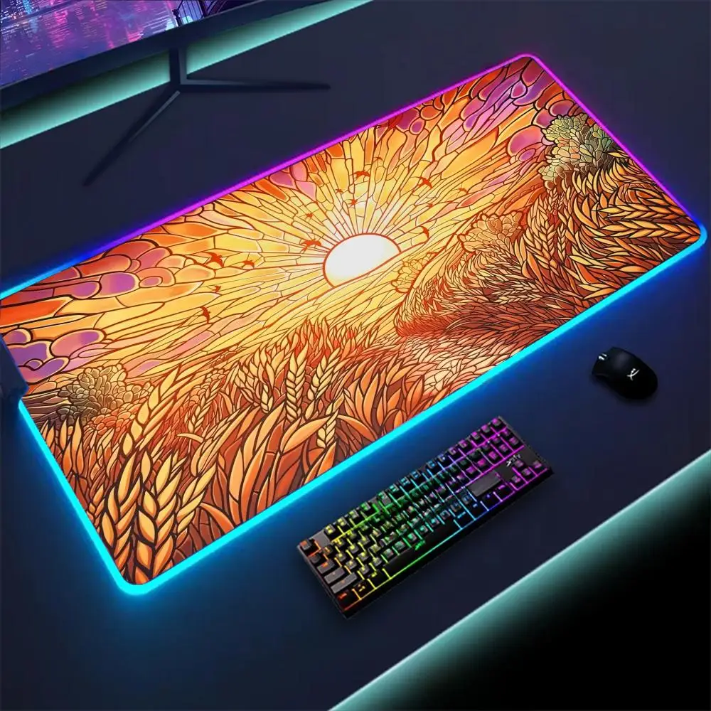 

RGB игровой художественный коврик для мыши, большой компьютерный офисный настольный коврик для ПК, XXL, игровая клавиатура для ноутбука, планшета, настольные аксессуары 900x400 мм