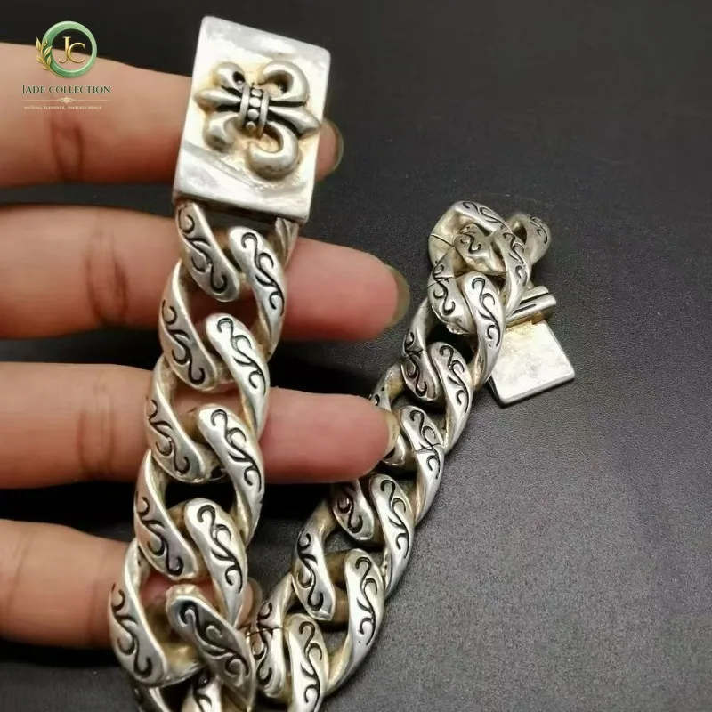 Retro Swirl Design Ethnic Bracelet Handmade Tibetan & Miao Silver Folk Style Wristband