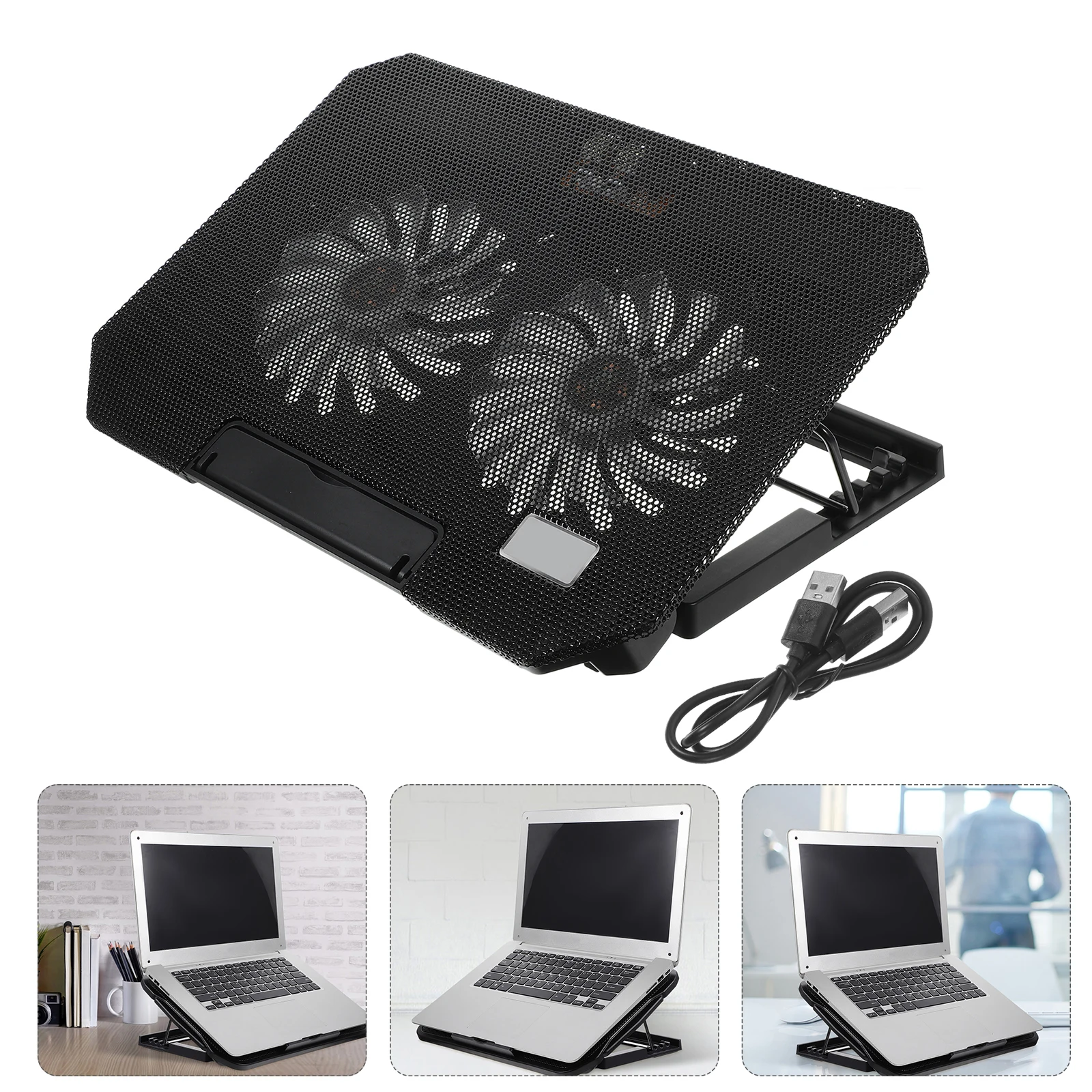 

Laptop Cooling Base Adjustable Desk with Fan Stand Computer Rack Cooler Pad Gaming