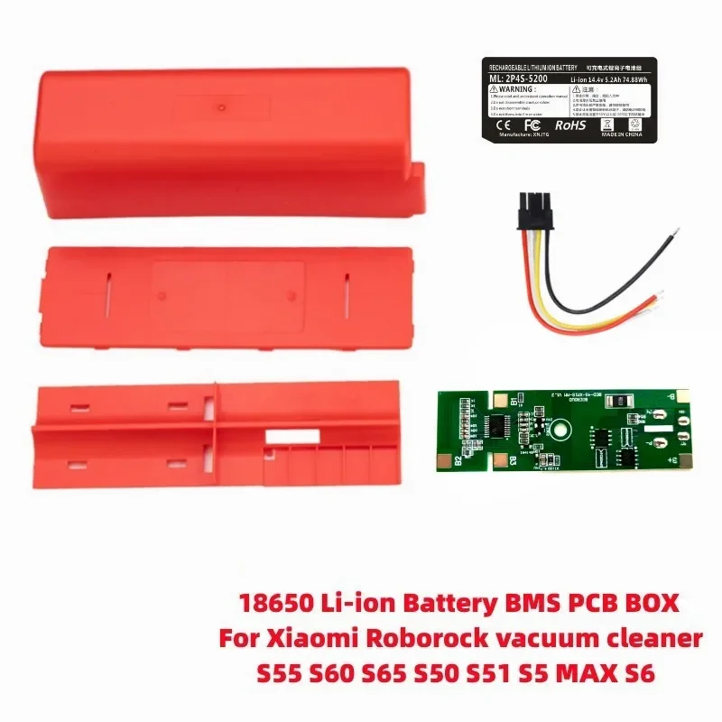 

18650 Li-ion Battery BMS PCB case For Xiaomi Roborock vacuum cleaner S55 S60 S65 S50 S51 S5 MAX S6 Nesting Lithium Box Housing