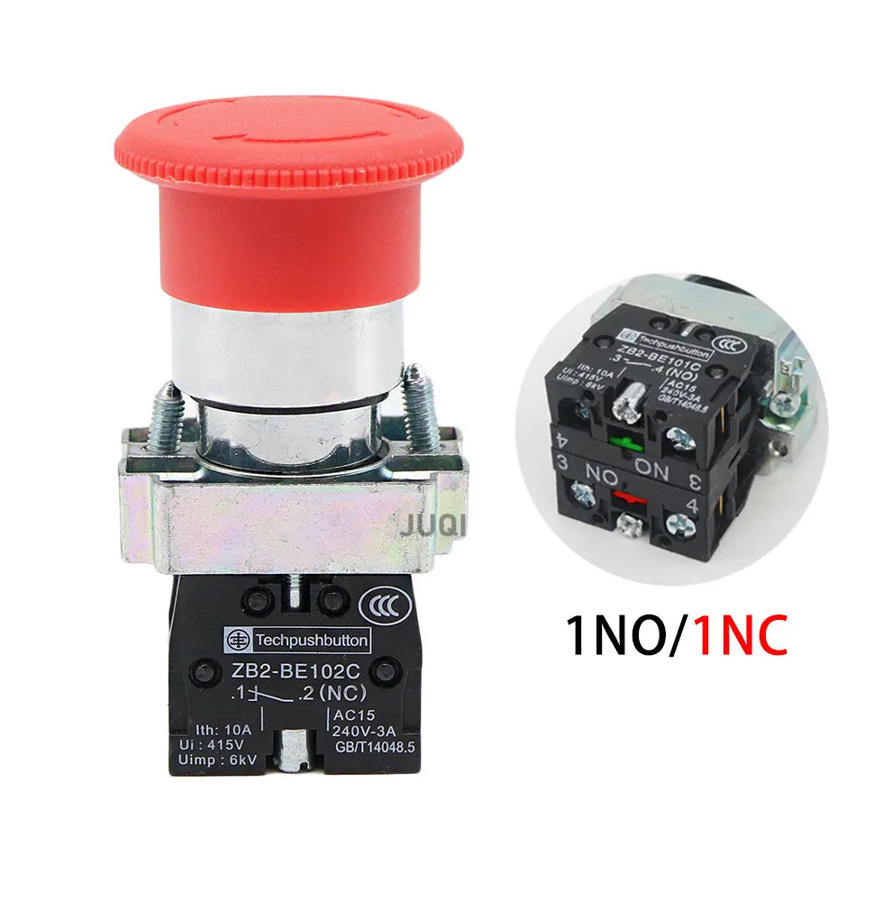 XB2-BS542 Emergency Stop Rotary Push Button Switch 1NC 2NC 1NO/1NC 2 Position Locking 22mm Mushroom Head Button