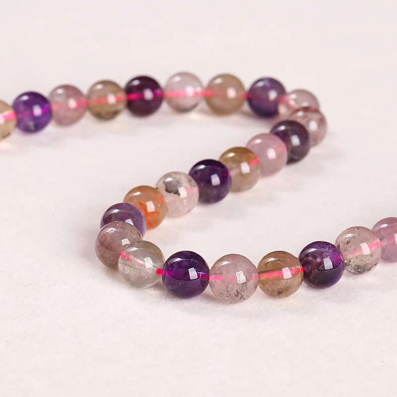 8 10 12mm Natural Crystal Colorful Aurora Quartz Bead Round Loose Spacer For Jewelry Making Diy Necklace Bracelet Accessory