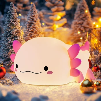 لطيف Axolotl ضوء الليل سيليكون الحضانة النوم مصباح التحكم باللمس أضواء الليل USB مصباح طاولة قابل لإعادة الشحن للطفل الطفل